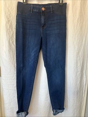 Dark Blue Skinny Maternity Jeans with Stretch Waistband